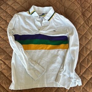 Kids White Polo Shirt with Multicolor Stripes